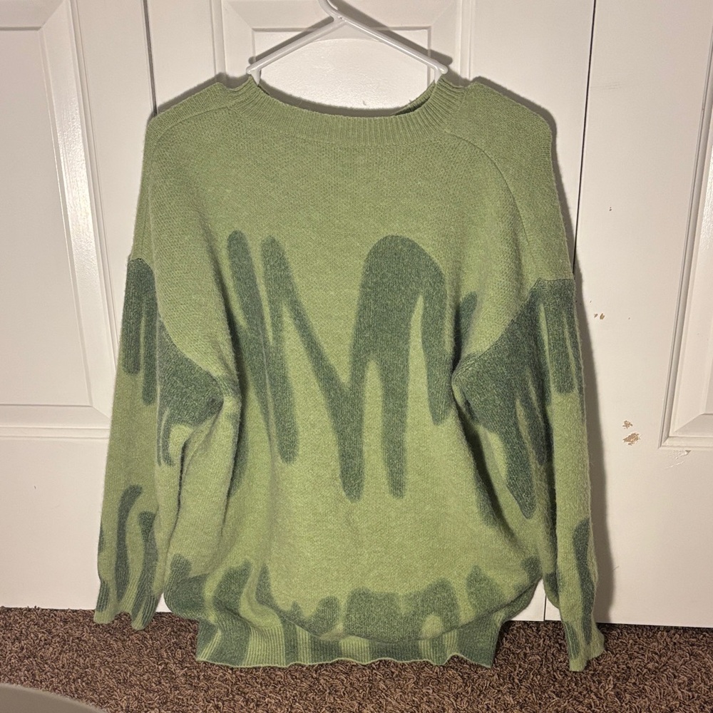 Green Drip Pattern Sweater